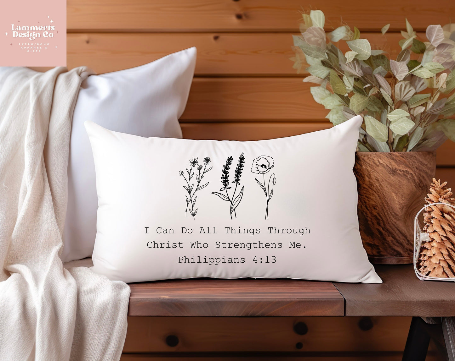 Philippians 4:13 Lumbar Pillow