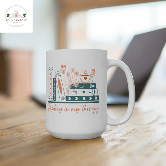 Reading Is My Therapy Mug, 15oz