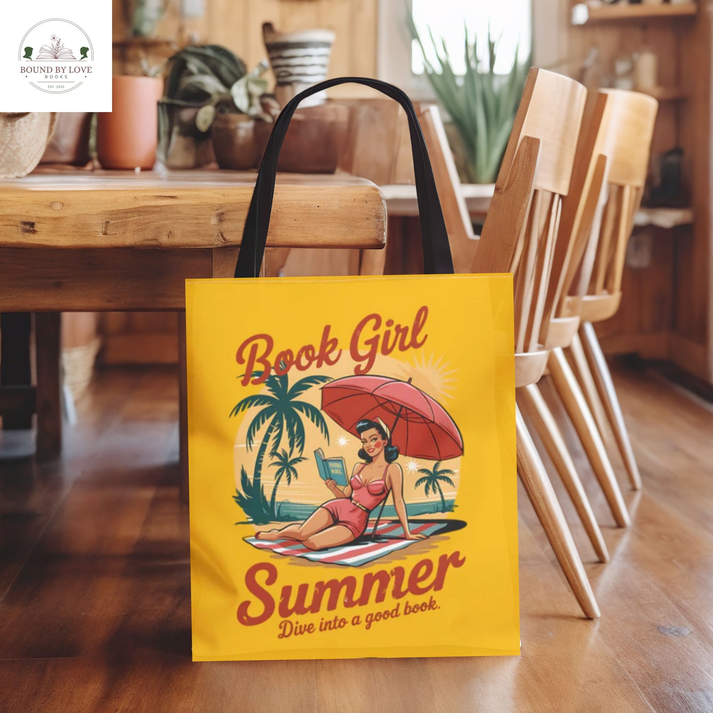 Retro Book Girl Summer Tote